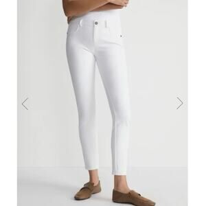 Lafayette 148 Acclaimed Stretch Mercer Pant Mid Rise Ankle Length White Size 8